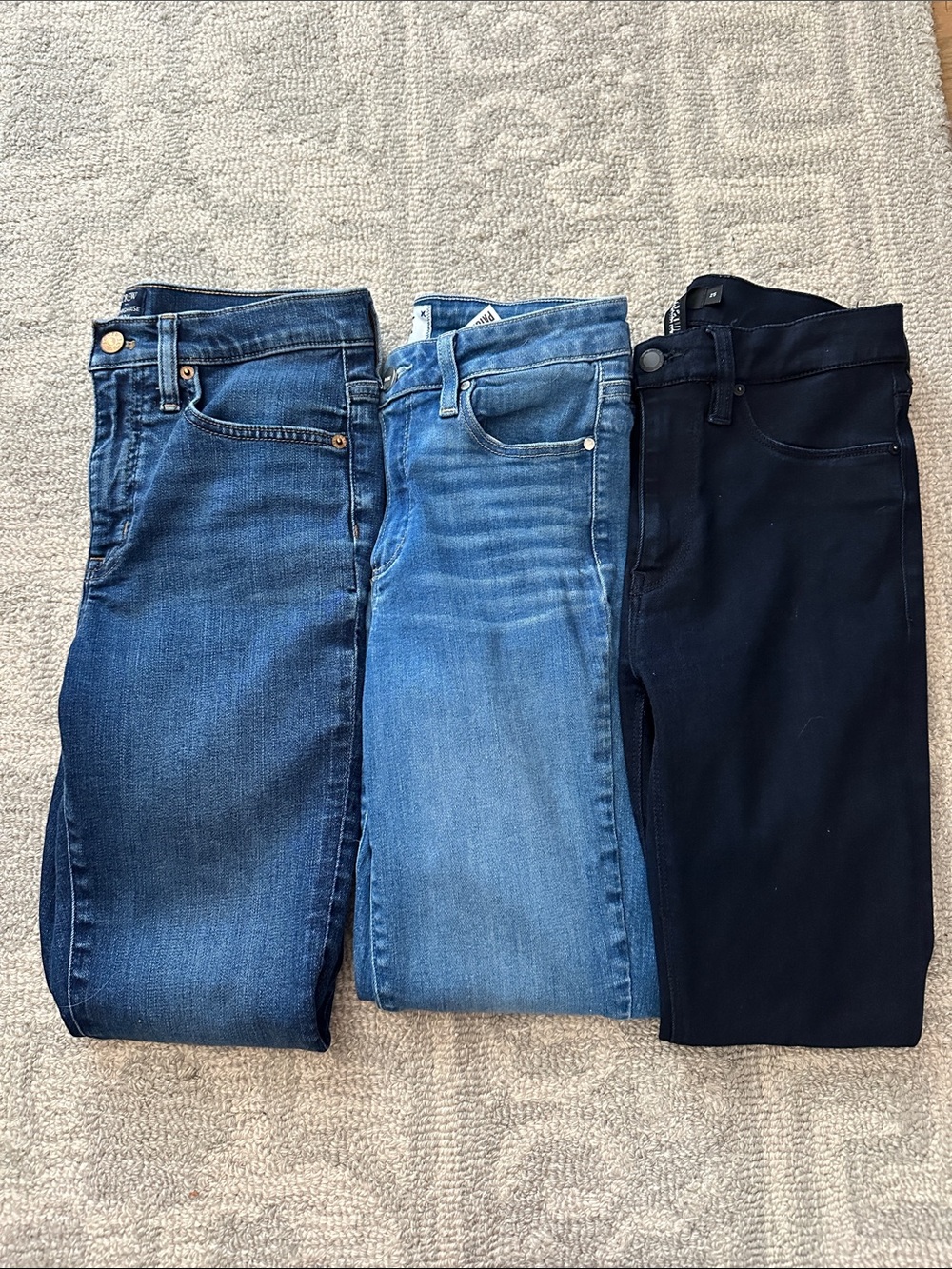 Bundle (3x) of Hudson Jeans, J.Crew, & Paige Jeans High-Rise Skinny Jeans | 25